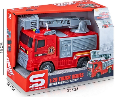 Камион Пожарна Стълба със Звук и Светлина 23×16×12 см